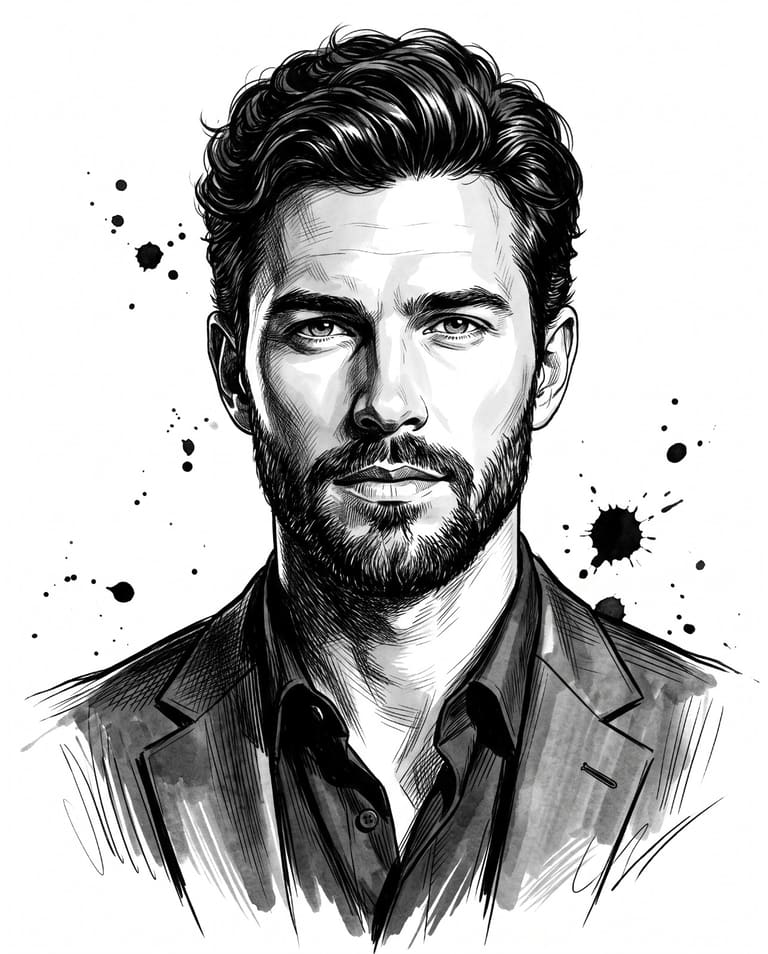 Splattered Sketch Portrait
