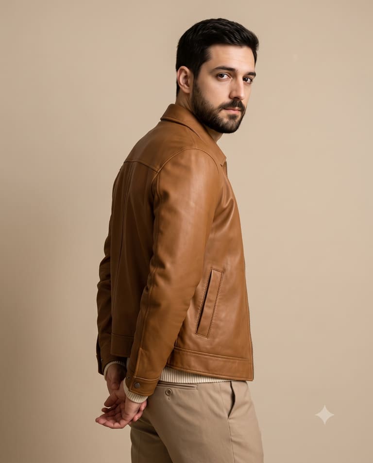Studio Fashion Portrait of Man Looking Back