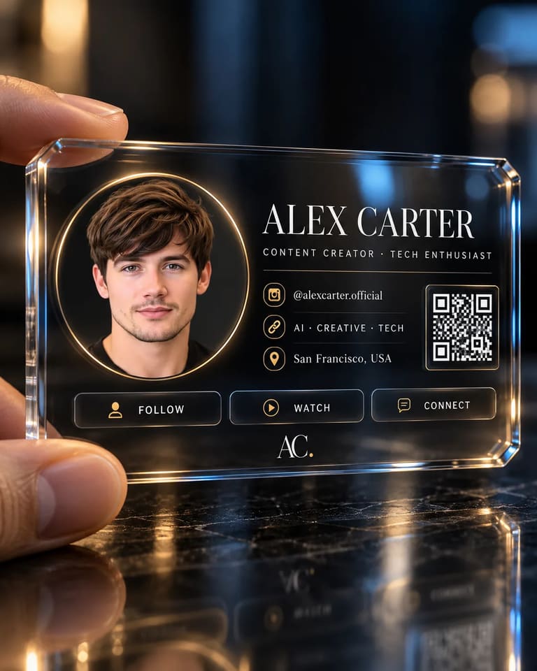Man Woman Crystal ID Card Photo Prompt