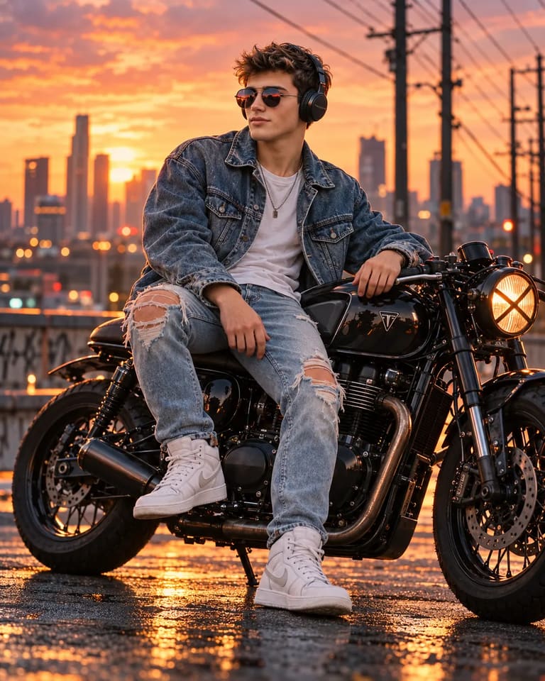 Aesthetic Biker Boy Café Racer AI Prompt