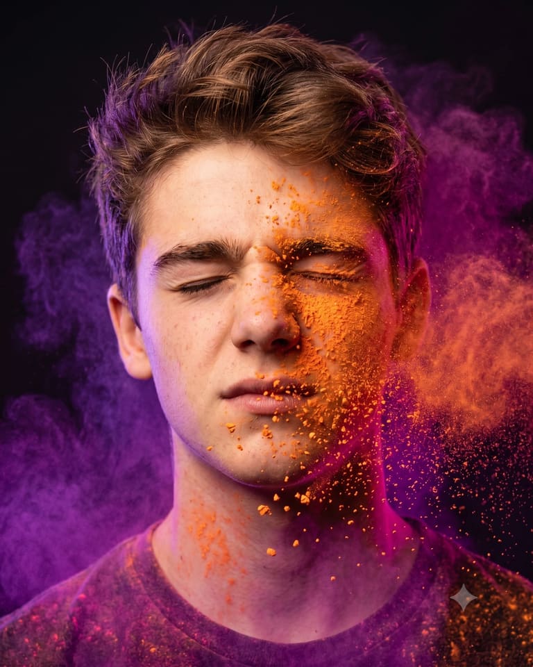 High-Speed Powder Explosion Portrait