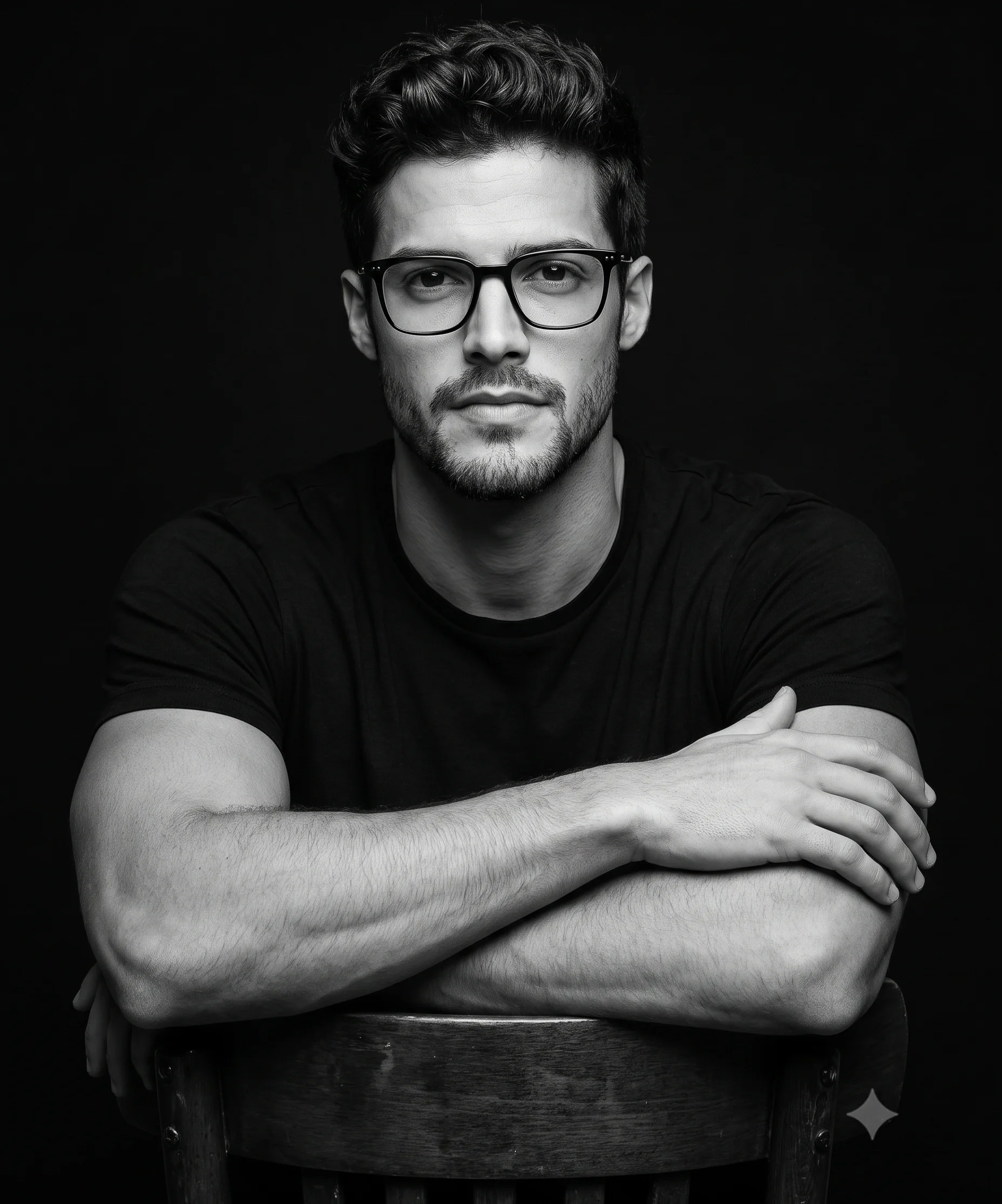 B&W Men's Studio Portrait AI Prompt | Custom Face