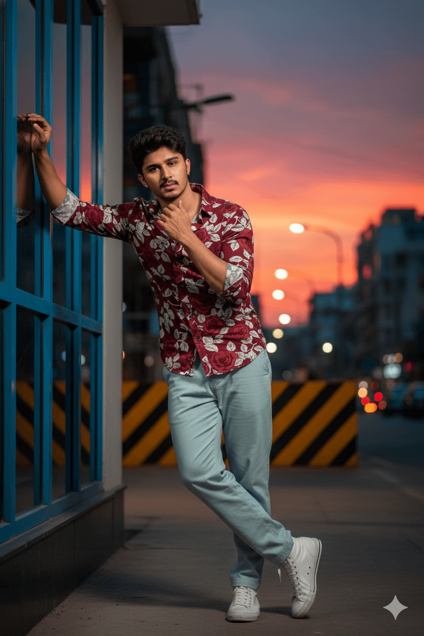 Cinematic Twilight Urban Photography Prompt for Men