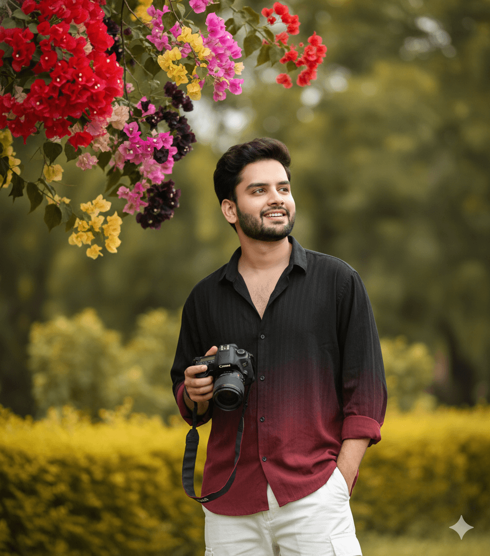 Young man with camera AI Photo Editing Prompt for Gemini