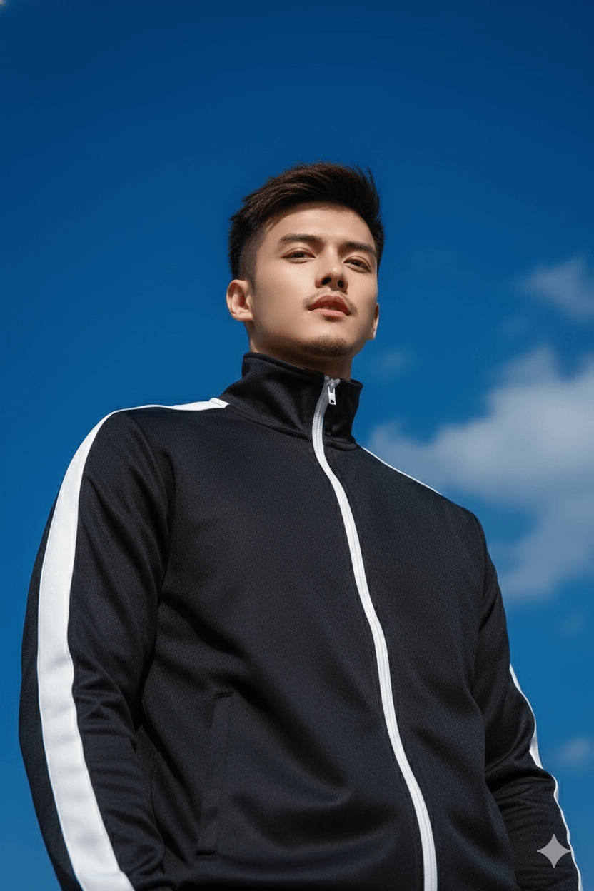 Confident man in blue sky AI Photo Editing Prompt for Gemini