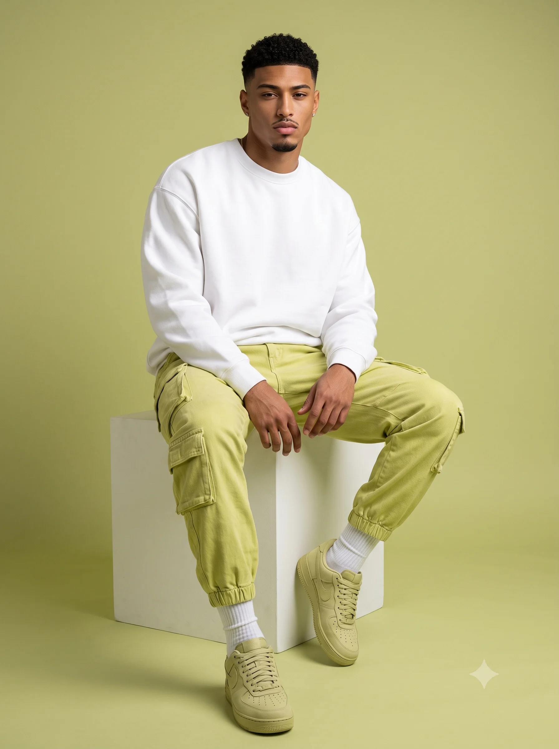 Fashion in lemon green studio AI Photo Editing Prompt for Gemini