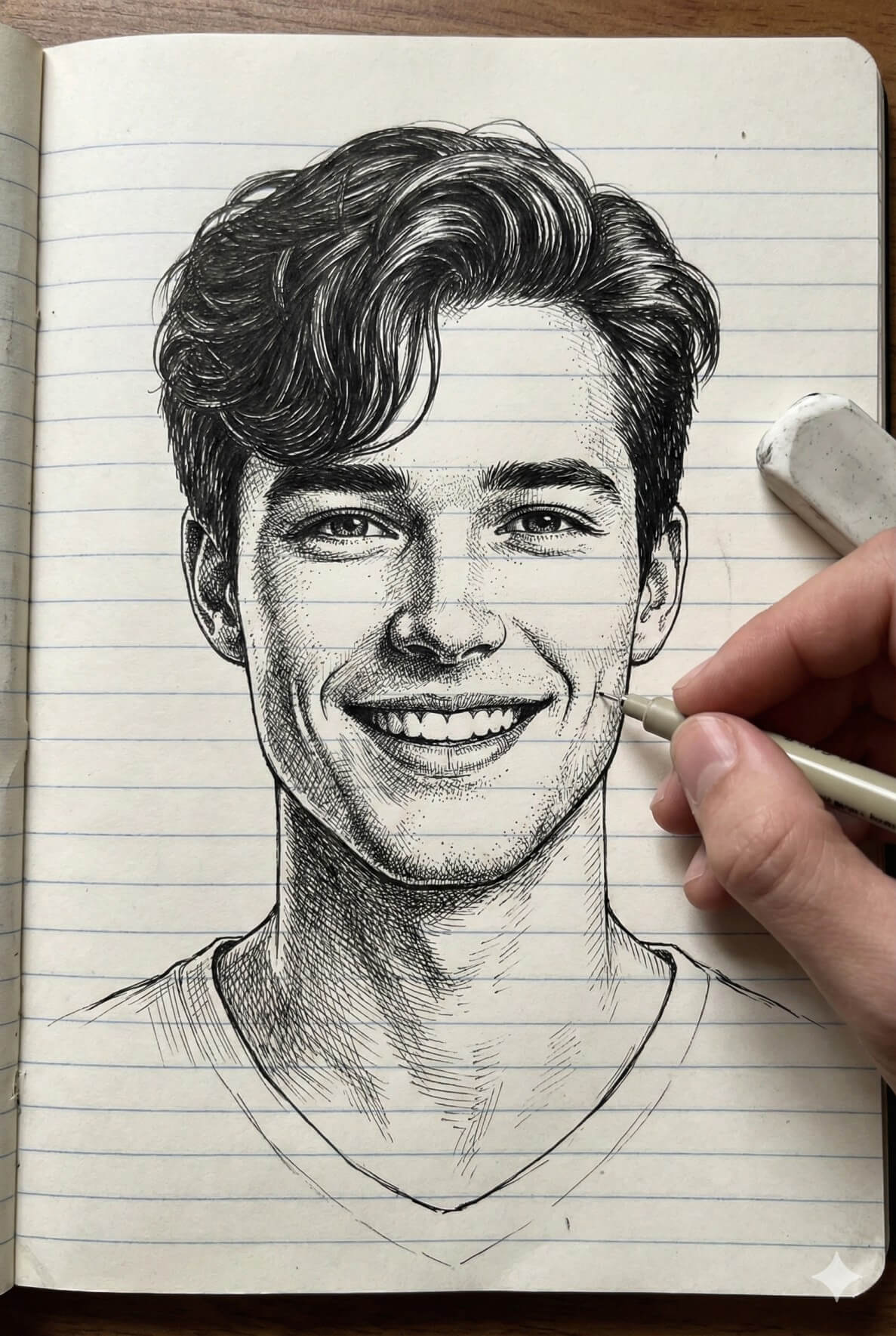 The Lined Notebook Portrait AI Photo Editing Prompt for Gemini