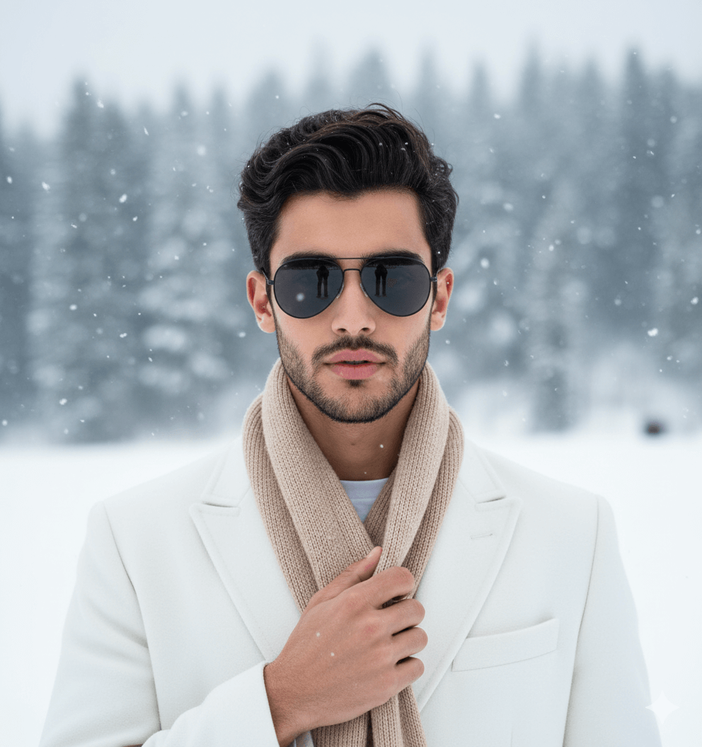 Elegant winter portrait AI Photo Editing Prompt for Gemini