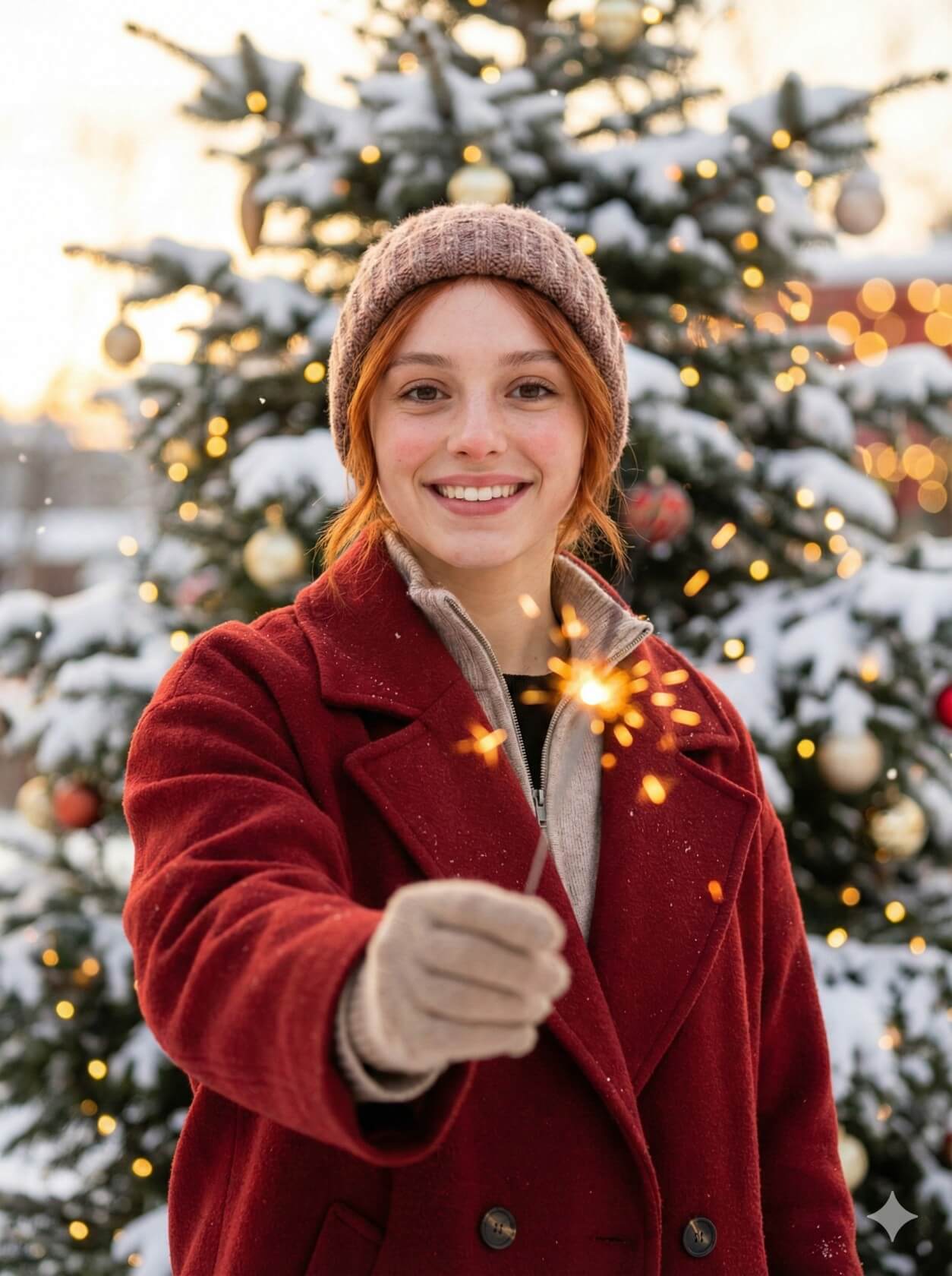 Sparkler in the Snow AI Photo Editing Prompt for Gemini