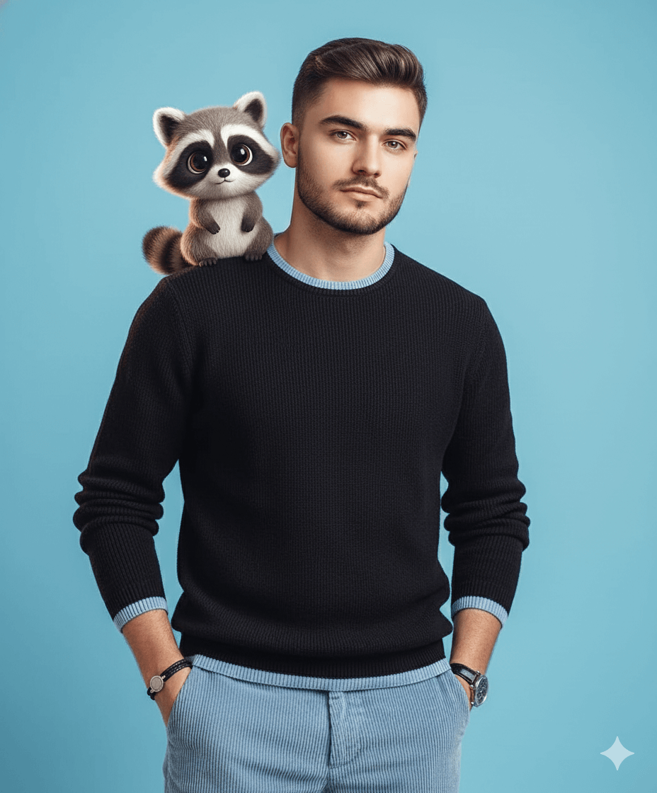 A Man and His Raccoon Companion AI Photo Editing Prompt for Gemini