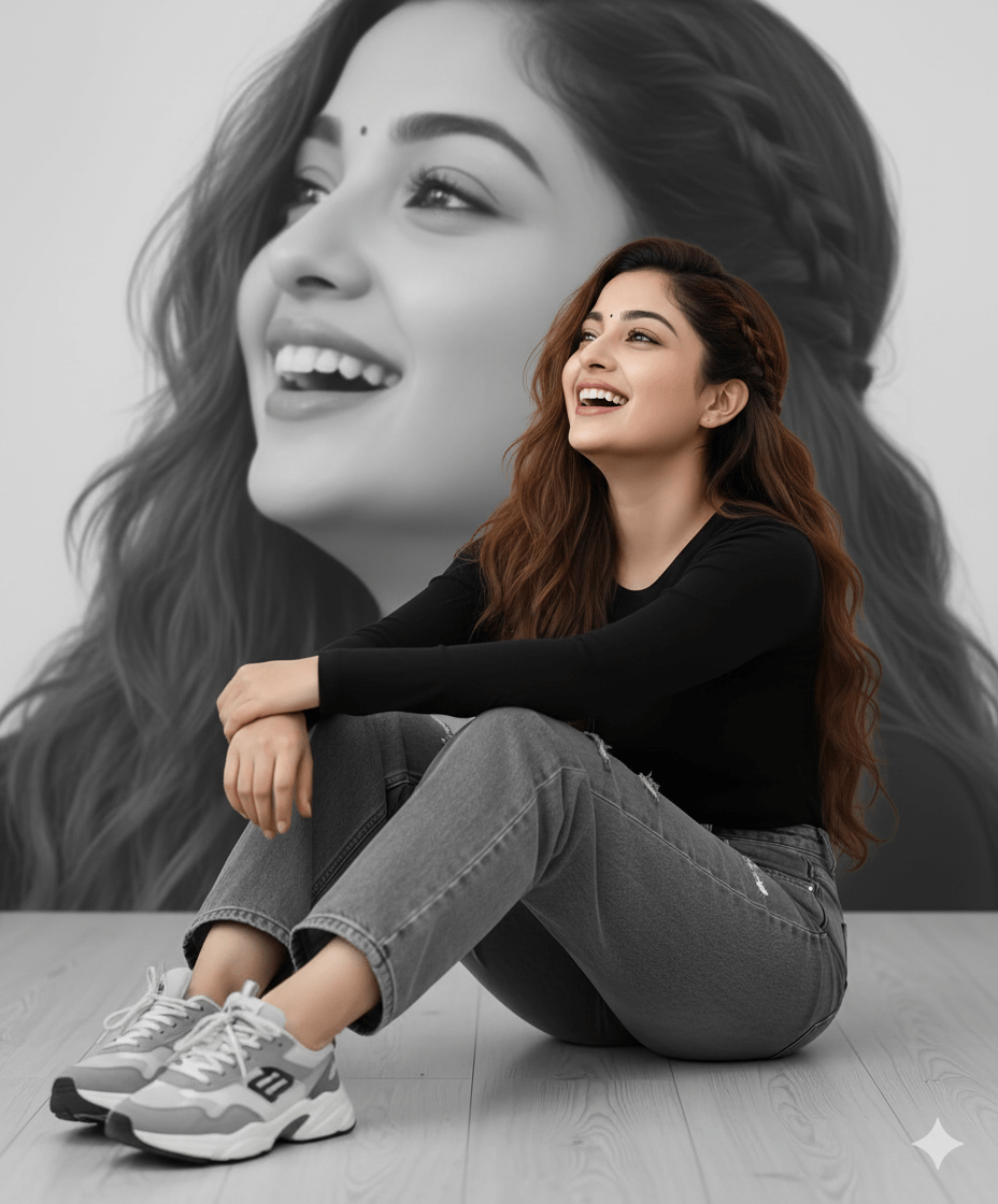 Instagram Trending AI Photo Editing Prompt | Woman By Monochrome Face