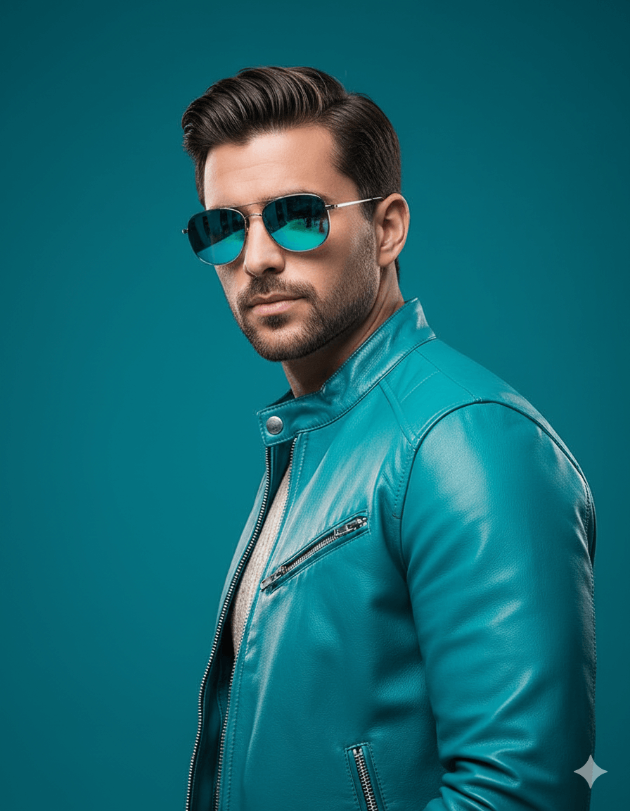 Turquoise Fashion Editorial Portrait AI Photo Editing Prompt for Gemini