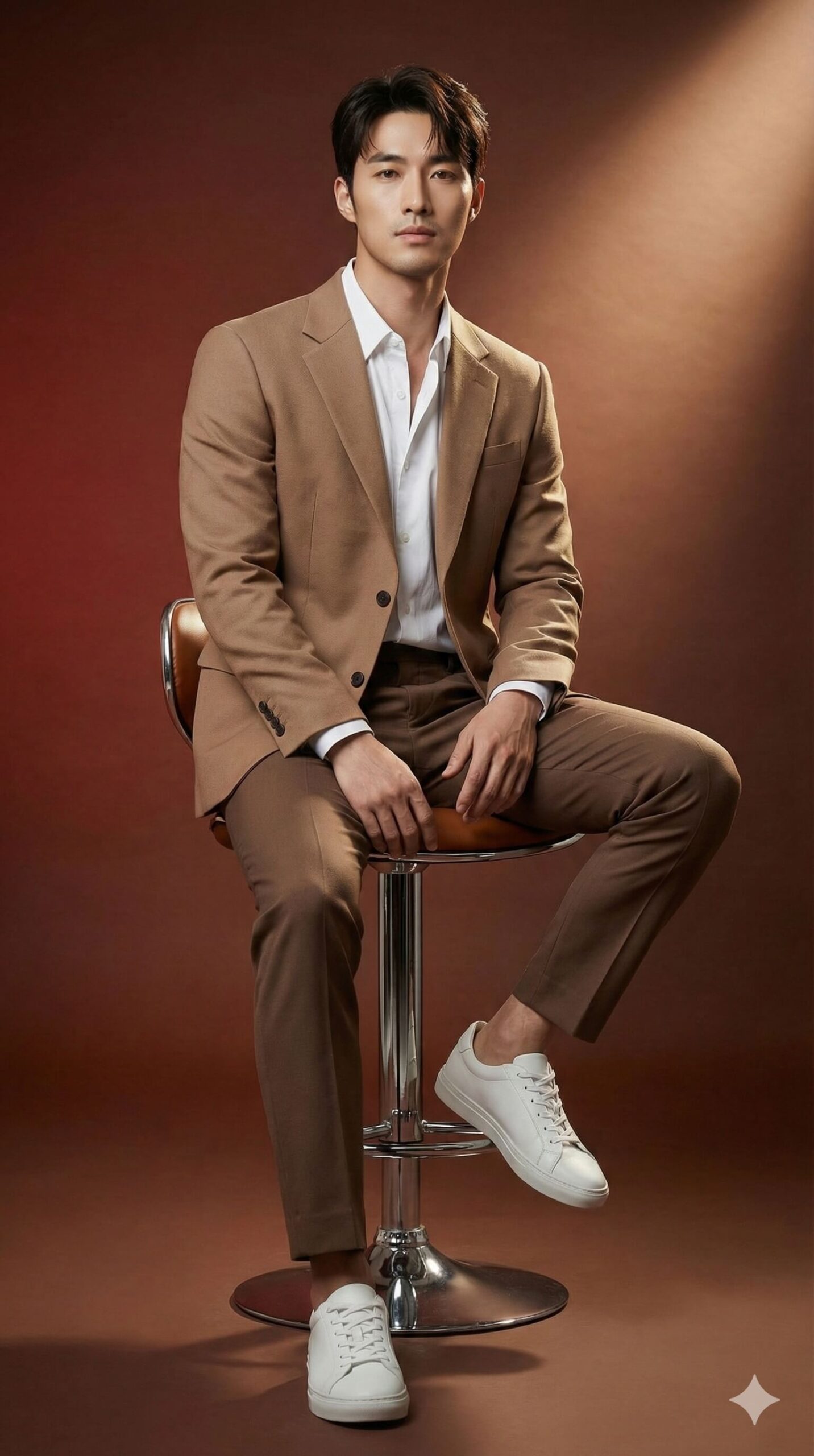 Man wears brown suit AI Photo Editing Prompt for Gemini