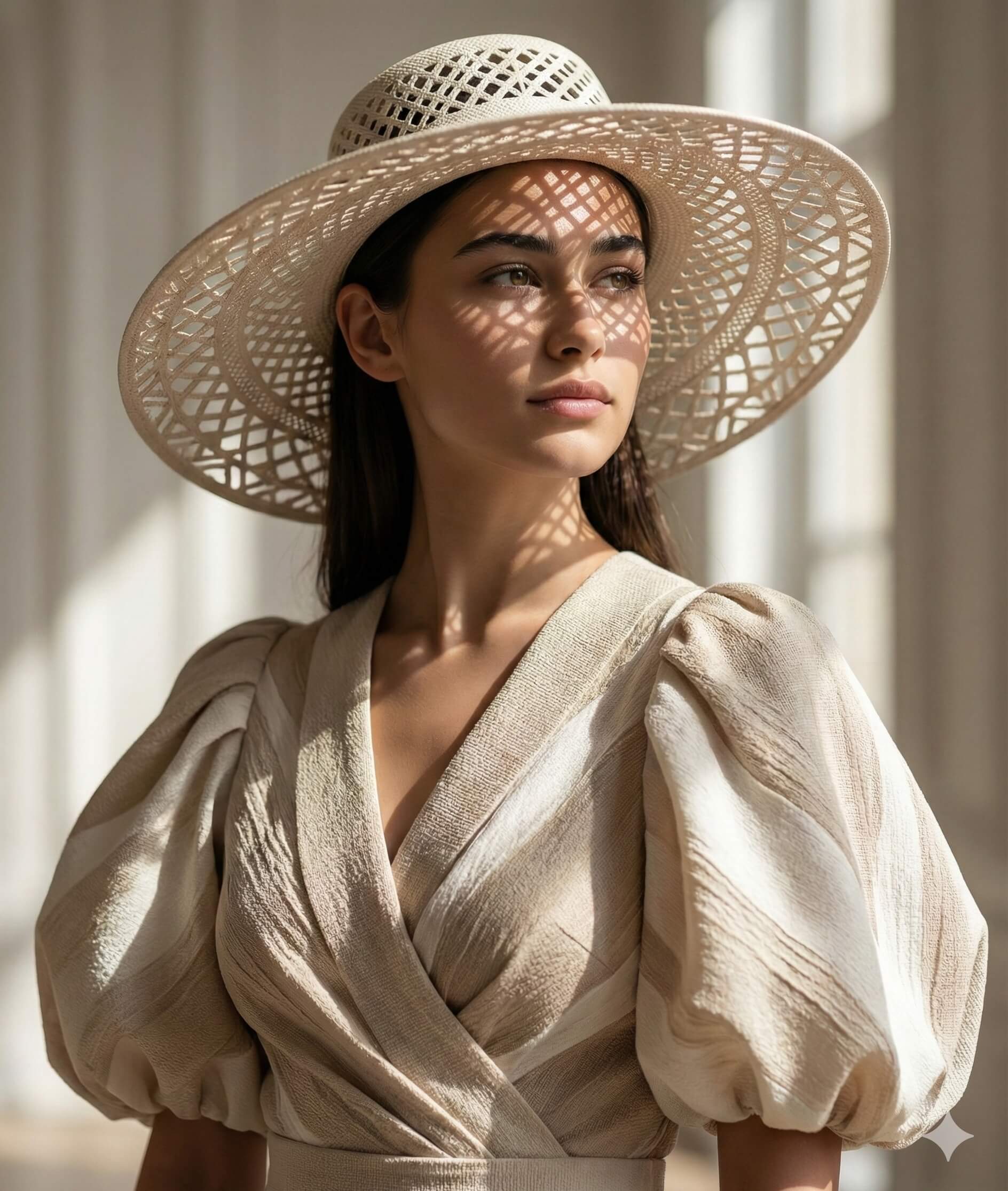 Straw Hat and Puff Sleeves AI Photo Editing Prompt for Gemini
