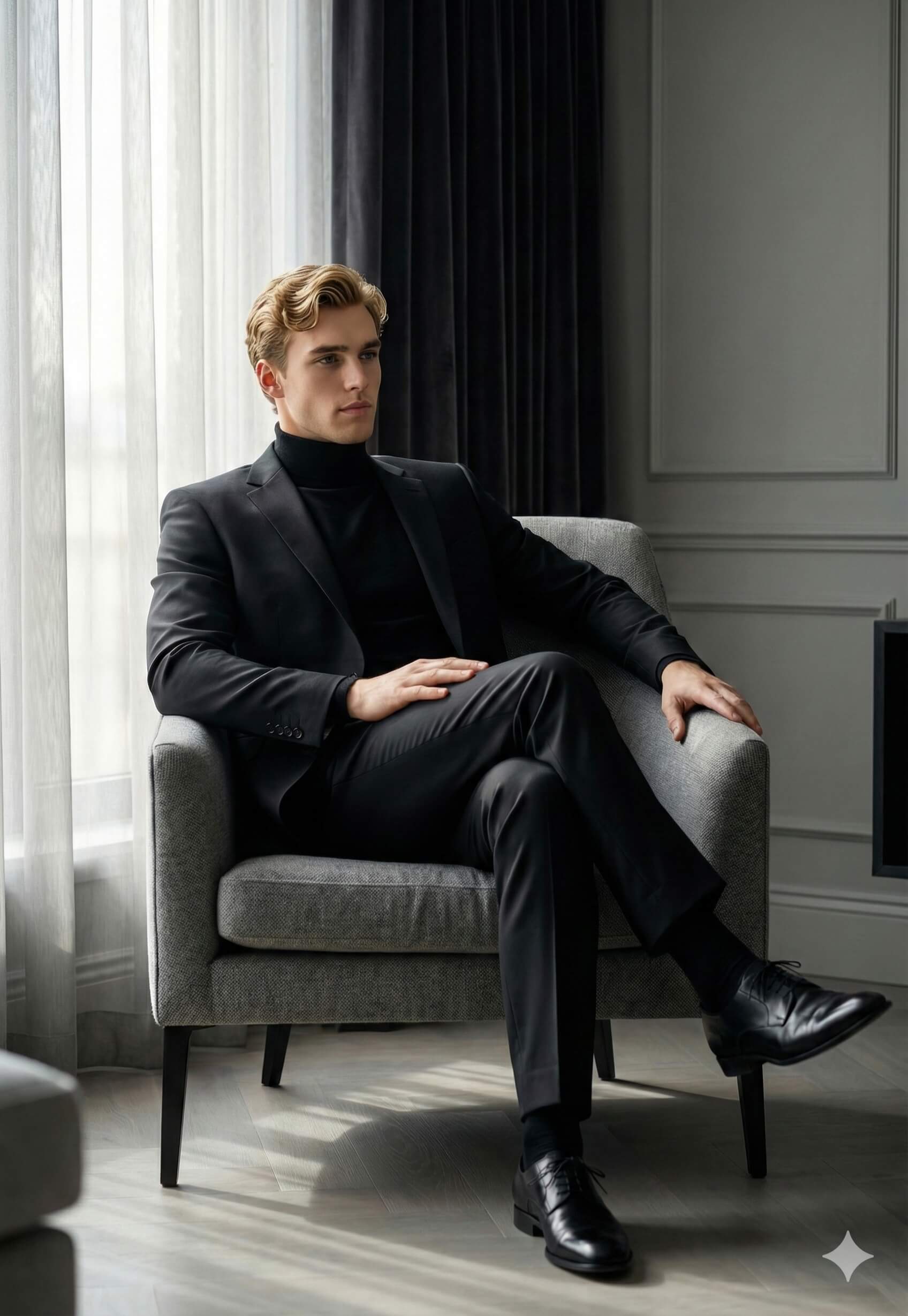 The Turtleneck Suit AI Photo Editing Prompt for Gemini